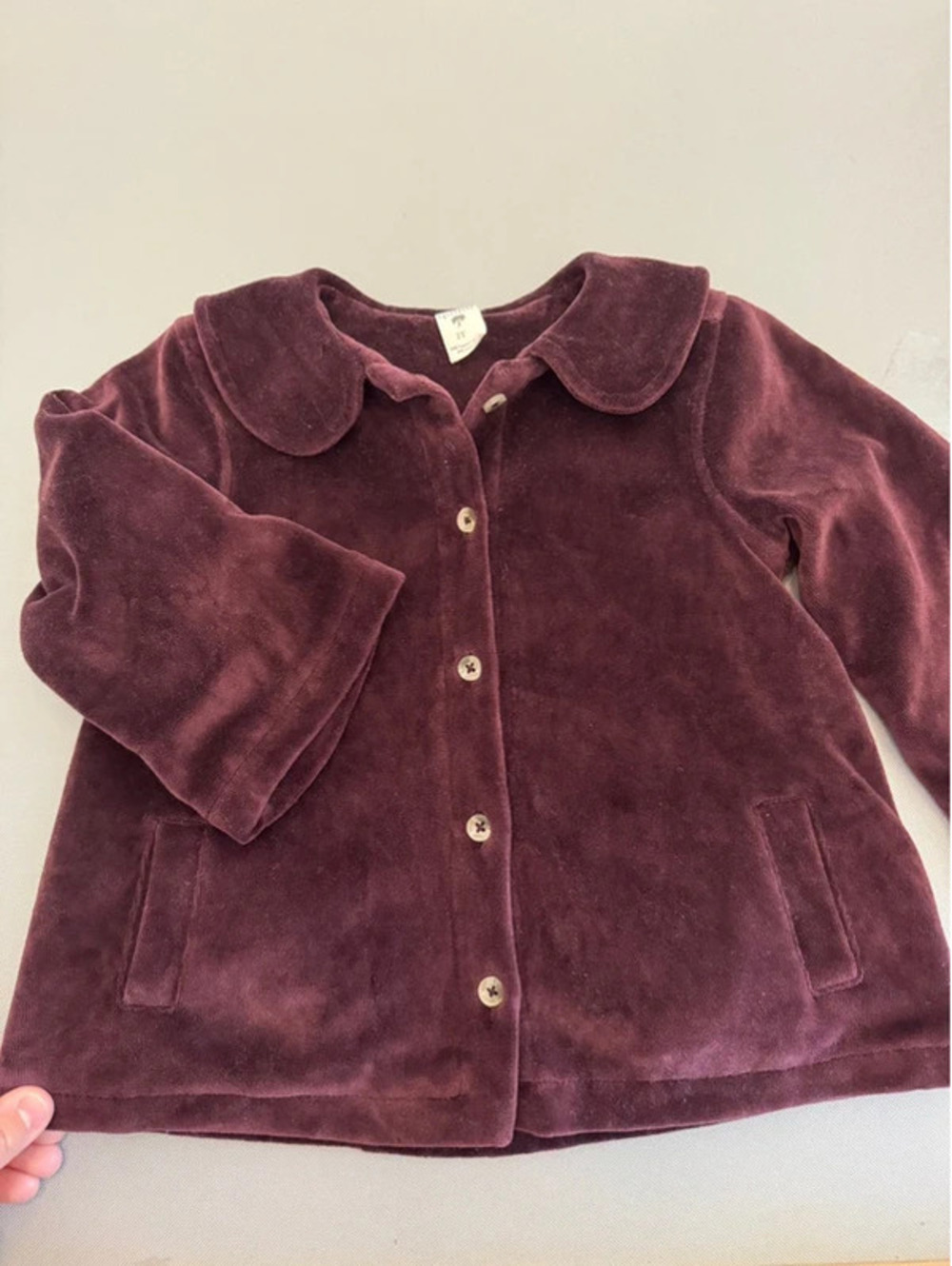 Kate Quinn deep purple velour button swing jacket 2T